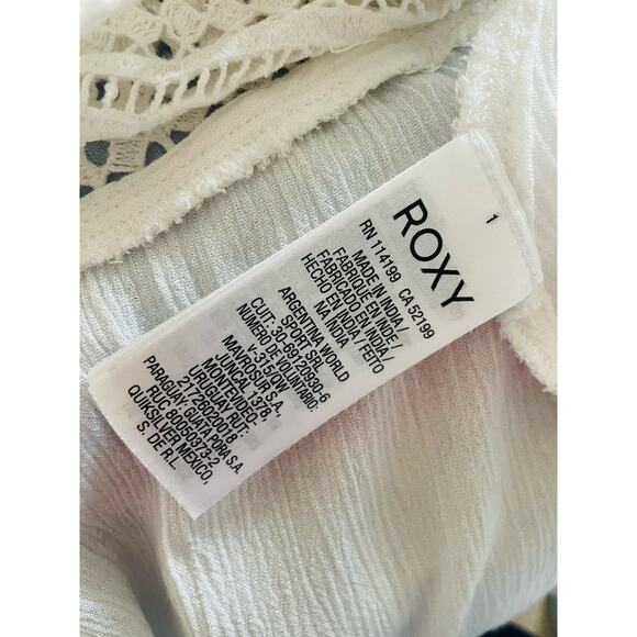 Roxy Crocheted Sleeveless Spirt Bird Vest Off White Adjustable Tie Size XS - Picture 6 of 7